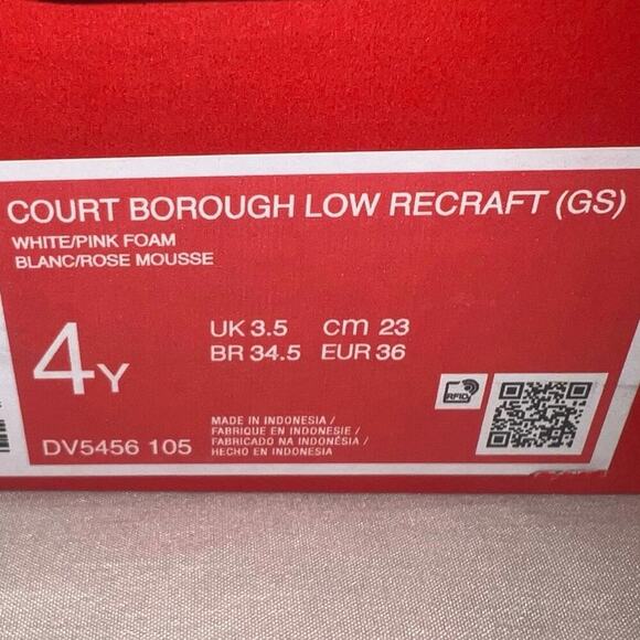 NIKE Big Girls Pink Foam Court Borough Low Recraft Casual Sneakers Athletic Shoe - Picture 16 of 16